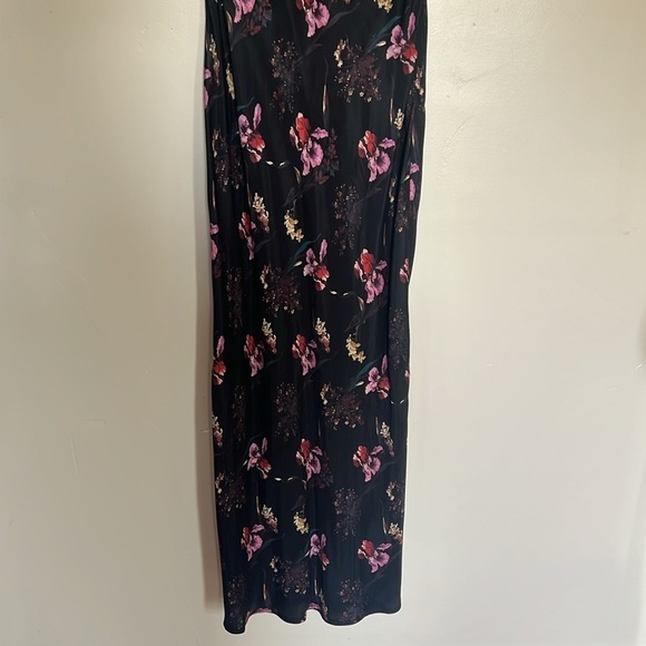 Madewell Belinda Pink Black Floral Midi Dress V-Neck Flutter Sleeves Size 00 - Picture 4 of 12
